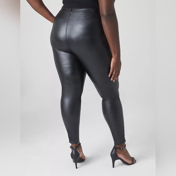 Lane Bryant Lightweight Faux-Leather Legging Pants in Black PETITE - Picture 3 of 9